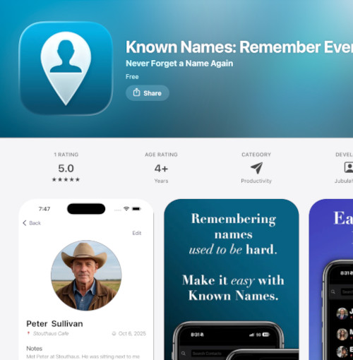 Known Names Apple AppStore listing